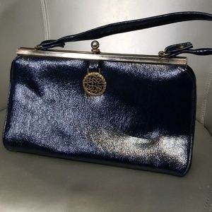 SOLD 50s vintage pleather navy bag clutch